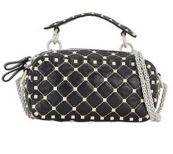 Rockstud Camera Bag, Leather, Black/White, MII, DB, 2*